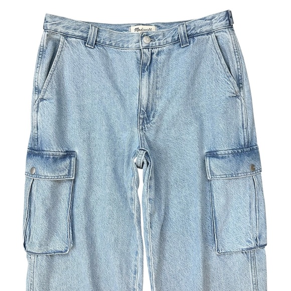 Madewell Light Wash Zipper Fly Low Slung Cargo Jeans Adjustable Waist Size 28 - Picture 3 of 9